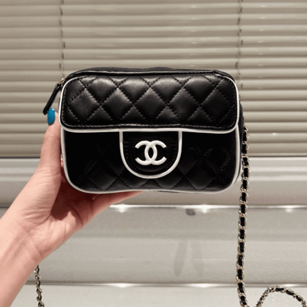 Chanel Camera Bag Mini Black 7.1 Inches
