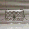Chanel Vintage-Style Flap Bag Silver 7.1 Inches
