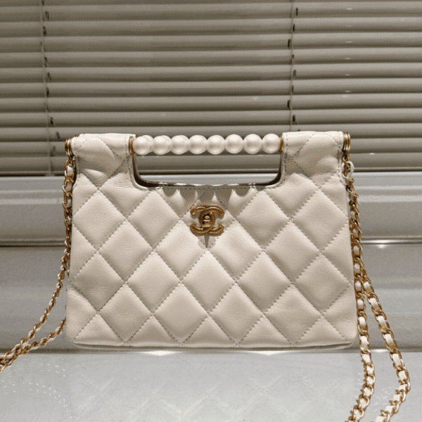 DETAIL-PICTURE-21-1 Chanel Small Tote Shini Pearls Gold-Tone Metal Beige 9.1 Inches