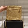 Chanel 22 Sequined Coin Bucket Bag Gold 6.7 Inches