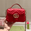DETAIL-PICTURE-22 Gucci Gg Marmont Top Handle Chain Shoulder Bag Red 8.3 Inches