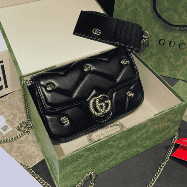 Gucci Gg Marmont 2-In-1 Shoulder Bag Black 8.7 Inches