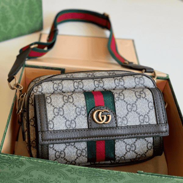 Gucci Ophidia Mini Camera Bag Beige 7.9 Inches
