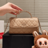 Chanel Flap Bag Top Handle Woc Light Beige 7.5 Inches