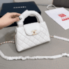 Chanel Mini Top Handle Flap Bag White 8.3 Inches