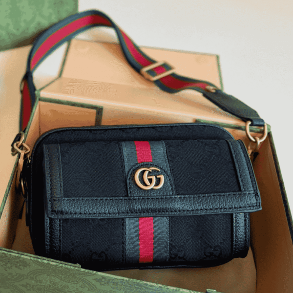 Gucci Ophidia Mini Camera Bag Black 7.9 Inches