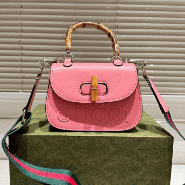 Gucci Bamboo 1947 Mini Top Handle Bag Bright Pink 7.1 Inches 786482 AADJQ 9589 ‎