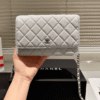 Chanel Flap Bag Woc (Wallet On Chain) Grey 7.5 Inches