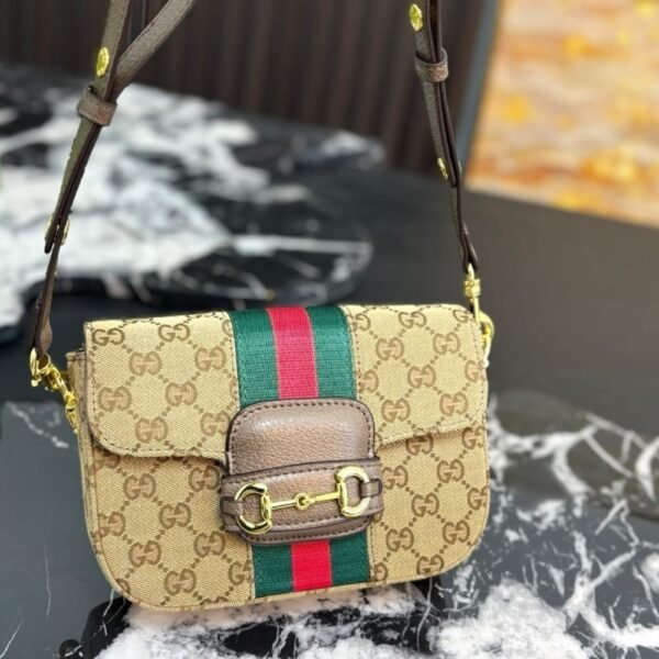 Details-35-1 Gucci Horsebit 1955 Small Shoulder Bag Sand And Brown GG Canvas 21cm 866762 FAFV9 9653