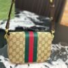 Details-38-1 Gucci Horsebit 1955 Small Shoulder Bag Sand And Brown GG Canvas 21cm 866762 FAFV9 9653