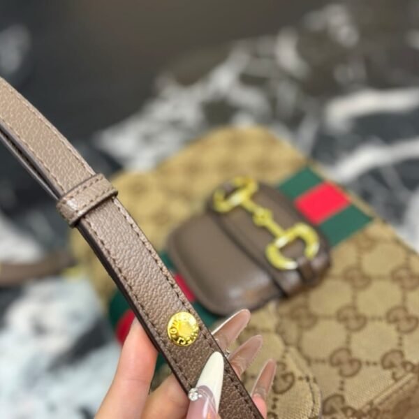 Details-40-1 Gucci Horsebit 1955 Small Shoulder Bag Sand And Brown GG Canvas 21cm 866762 FAFV9 9653