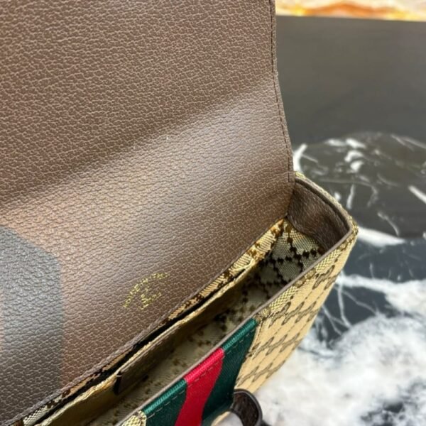 Details-41-1 Gucci Horsebit 1955 Small Shoulder Bag Sand And Brown GG Canvas 21cm 866762 FAFV9 9653