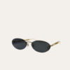 Gucci Oval Frame Sunglasses Black With Gold Toned Metal Frame