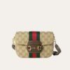 Gucci Horsebit 1955 Small Shoulder Bag Sand And Brown GG Canvas 21cm 866762 FAFV9 9653