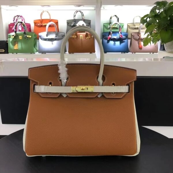 HBPBR03.jpg Hermes Birkin 30 Togo Brushed Leather Gold Hardware Brown 30Cm