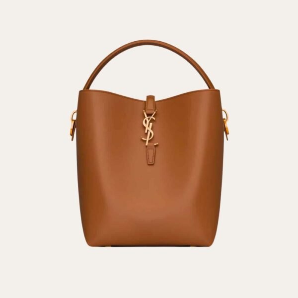 Saint Laurent Le 37 In Shiny Leather Brown 9.8 Inches