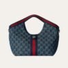Gucci Giglio Small Tote Bag Blue And White Gg Denim 9.8 Inches 860845 Fafrw 8864