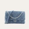 Chanel Cc Chain Flap Quilted Denim Jumbo Blue 9.8 Inches