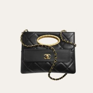 Chanel Clutch And Gold Plated Metal In Black 9.8 Inches AS5038 B17663 94305