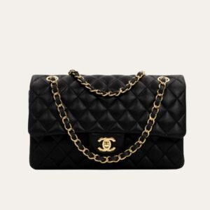 Chanel Classic Flap Black Gold Hardware 9.8 Inches