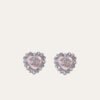 Chanel Heart Motif And Crystal Earrings Pink