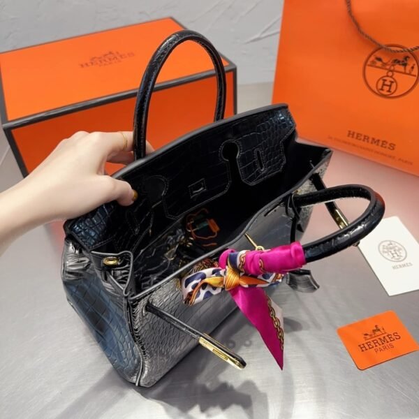 TBNB5.jpg Hermes Birkin 30 Shiny Porosus Crocodile Black Noir 30Cm