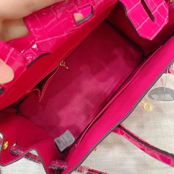 Hermes Birkin 25 Crocodile Gold-Toned Hardware Dark Pink