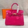 Hermes Birkin 30 Crocodile Gold Toned Hardware Dark Pink 30Cm