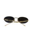 Gucci Oval Frame Sunglasses Black With Gold Toned Metal Frame