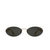 Gucci Oval Frame Sunglasses Black With Gold Toned Metal Frame