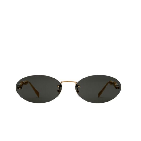 Gucci Oval Frame Sunglasses Black With Gold Toned Metal Frame