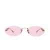 Gucci Oval Frame Sunglasses Solid Light Pink With Gold Toned Metal Frame – 820505 I3330 8059