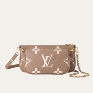Louis Vuitton Multi Pochette Accessoires Monogram Empreinte Greige 9.8 Inches