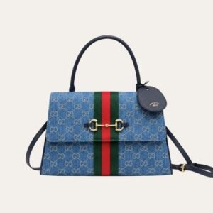 Gucci Paparazzo Medium Top Handle Bag Blue Denim 12.6 Inches
