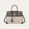 Hermes Birkin 25 Two Tone Toile Canvas Gold Hardware Grey 25Cm