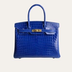 Hermes Birkin 30 Crocodile Gold Toned Hardware Dark Blue 30Cm