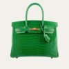 Hermes Birkin 30 Crocodile Gold Toned Hardware Dark Green 30Cm
