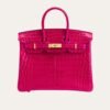 Hermes Birkin 30 Crocodile Gold Toned Hardware Dark Pink 30Cm
