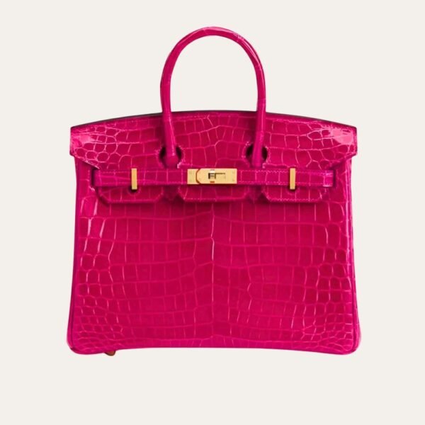 Hermes Birkin 30 Crocodile Gold Toned Hardware Dark Pink 30Cm