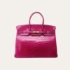 Hermes Birkin 25 Crocodile Gold-Toned Hardware Dark Pink