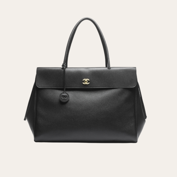 Chanel Large Tote Bag Grained And Gold Tone Metal Black 16.9 Inches AS6289 B24248 94305